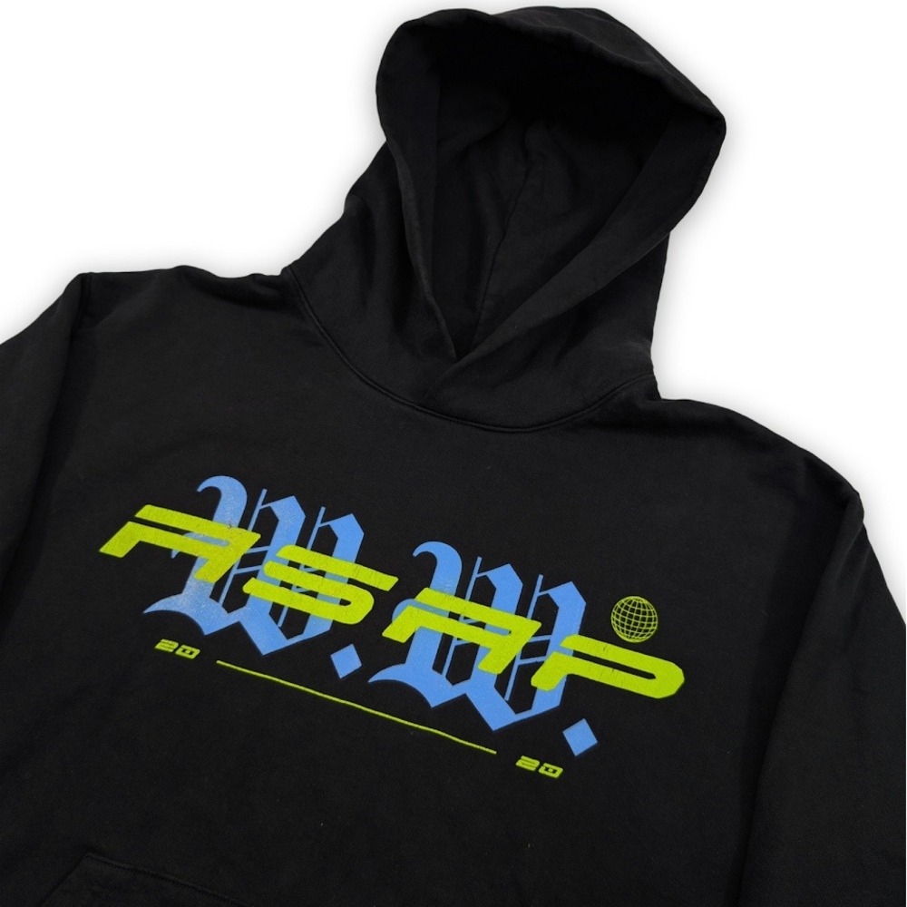 ASAP‎ Worldwide Hoodie Mens Medium Black Graphic Print Streetwear Hip Hop Rap